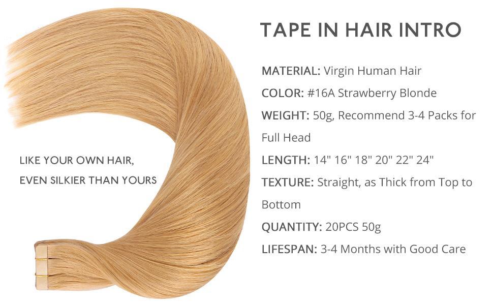 WENNALIFE 20pcs Tape in Hair Extensions Human Hair 30g to 60g 14-26 inch Remy Invisible Tape Ins Straight SpringStatements #SpringStatements