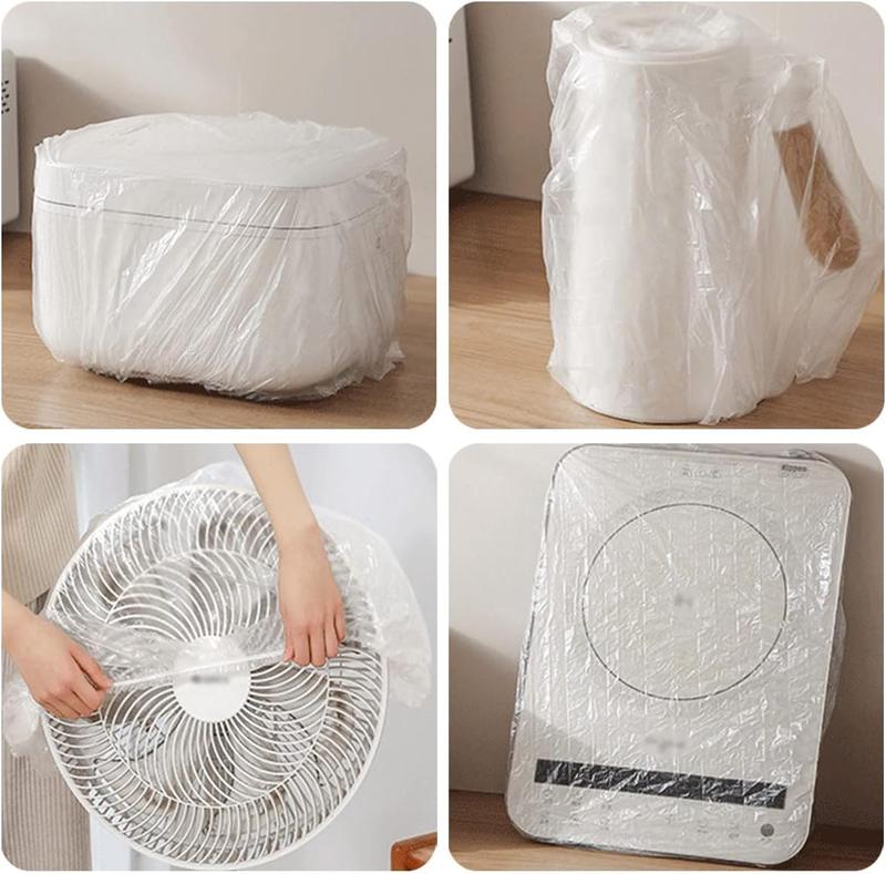 50 Counts Clear Disposable Dust Cover, Dustproof with Elastic for Air Fryer, Blender, Oven, Pressure Cooker, Coffee Maker,  Toaster, Slow Cooker Accessories cloth durable, Thickened Appliance Dust Covers for Kitchen Household Furniture, Practical