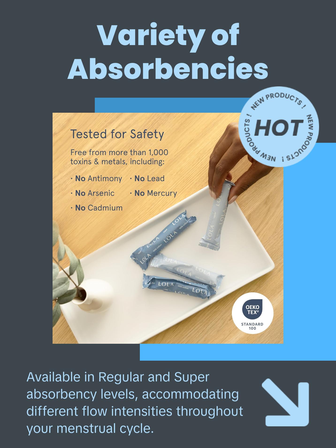 LOLA Regular Organic Cotton Tampons 16ct | 360-Degree Leak Protection | BPA-Free Plastic Applicator | HSA FSA Approved | 100% Natural Absorbent Cotton | Period Care