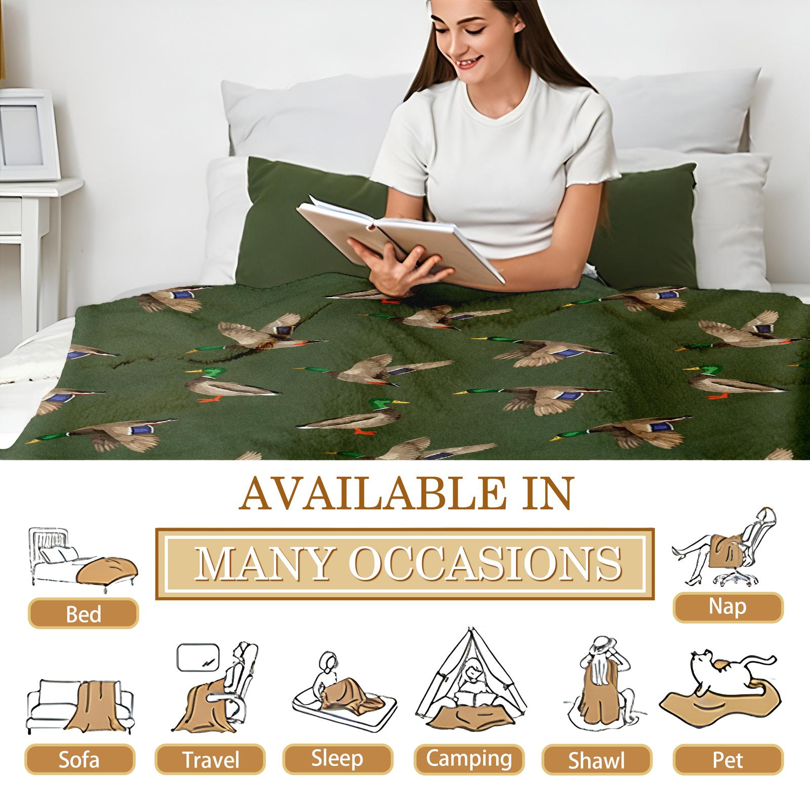 Duck Pattern Blanket, Soft Warm Throw Blanket, Air-conditioned Room Blanket, Warm Nap Blanket for Home Office Travel Camping bed sofa couch room decoration