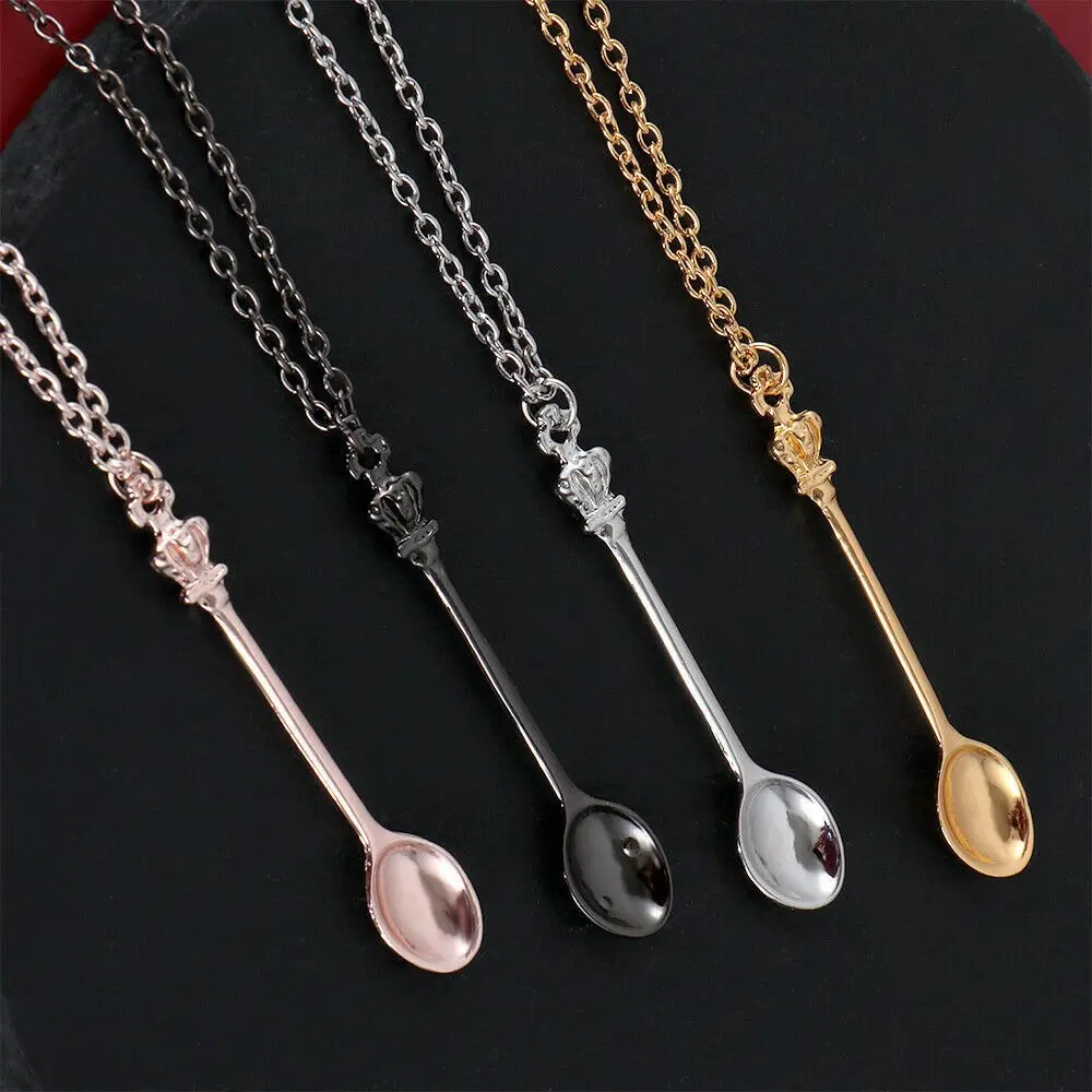 Crown Spoon Design Pendant Necklace,Fashion Jewelry for Party, Daily Clothing Decor,Trendy All-match & Exquisite Jewelry for Birthday Gift