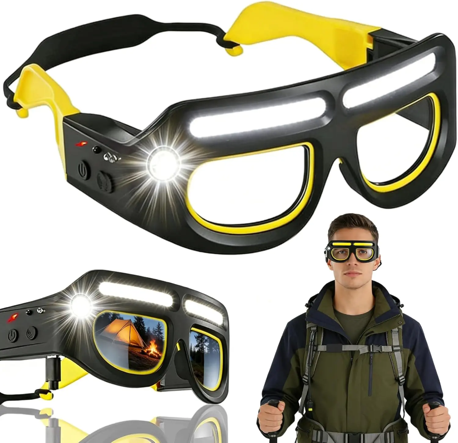 USB Rechargeable Headlamp High Lumen Flashlight, Multifunctional Glasses Light with Multi-Level Light Adjustment & Long Battery Life, Compact Portable Headlamp for Fishing Cycling Camping Night Running, Christmas Birthday New Year Gift Outdoor Light