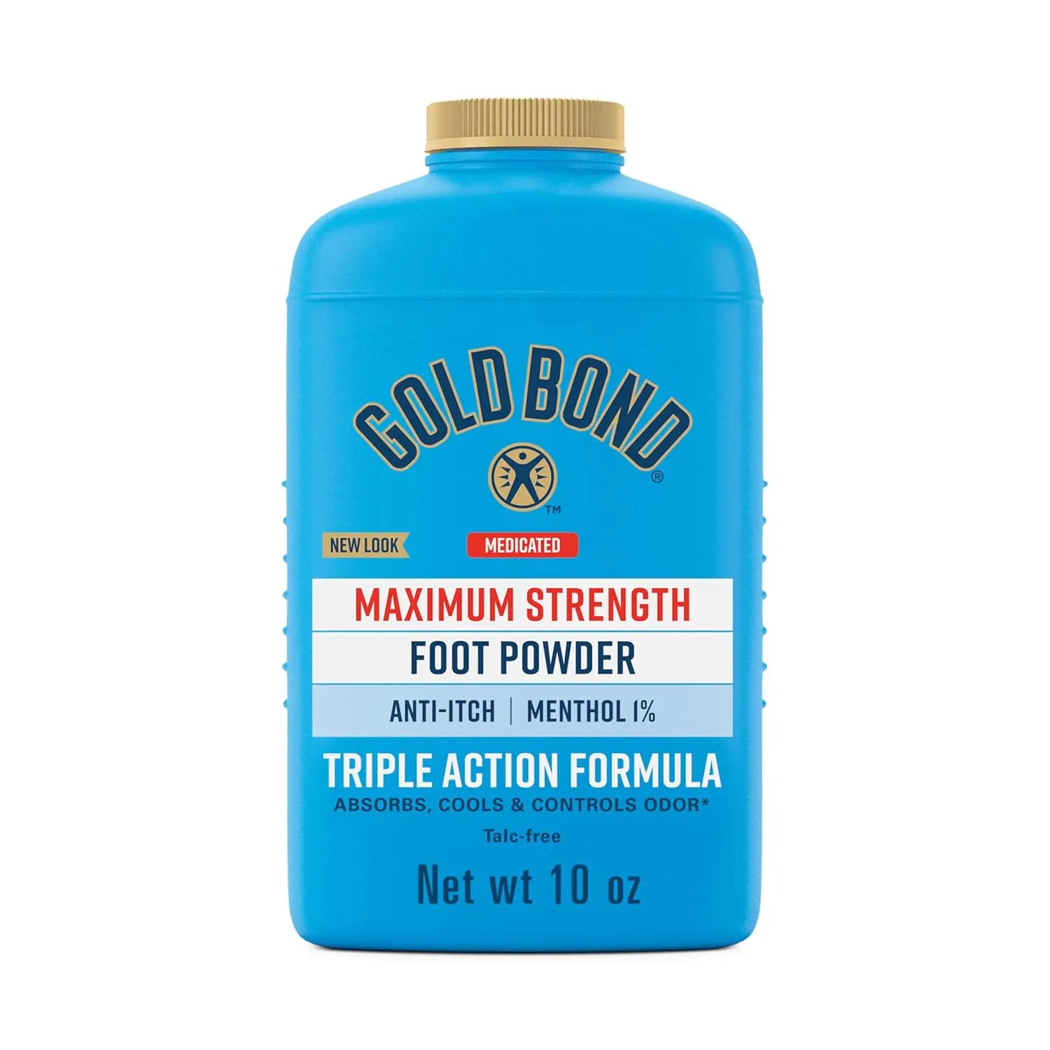 Gold Bond Medicated Talc-Free Foot Powder, 10 oz, Maximum Strength Menthol Foot Deodorant for Odor Control, Itch Relief, Moisture Management, Daily Gentle Care Treatment