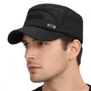 Summer flat-top hat, breathable full mesh beach hat, sun hat, fishing hat, outdoor casual hat, fashionable sun hat