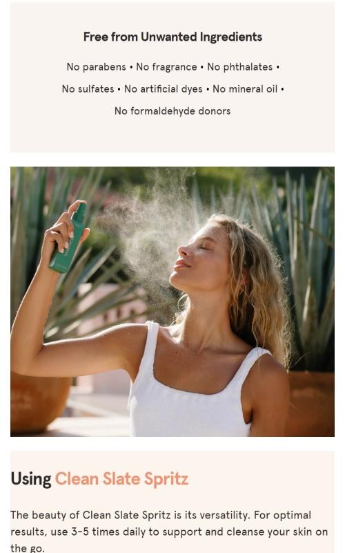 Barefaced Clean Slate Spritz Hypochlorous Acid Mist for Face & Body 5.44 oz Cleanses Skin on the Go Setting Spray for Makeup Boosts Hydration Reduces Redness Soothes Sensitive Skin - Cleaning