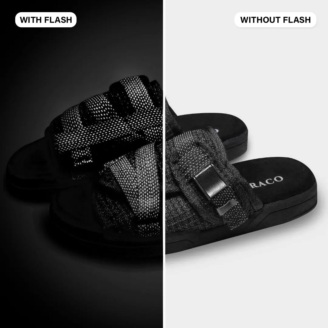 Reflective Slides for Men and Women – Full 3M Reflective Sandals with Adjustable Straps, Arch Support & Anti-Slip Sole, Comfortable Footwear for Wide or Narrow Feet, Light-Up Slide Sandals for Day & Night Wear