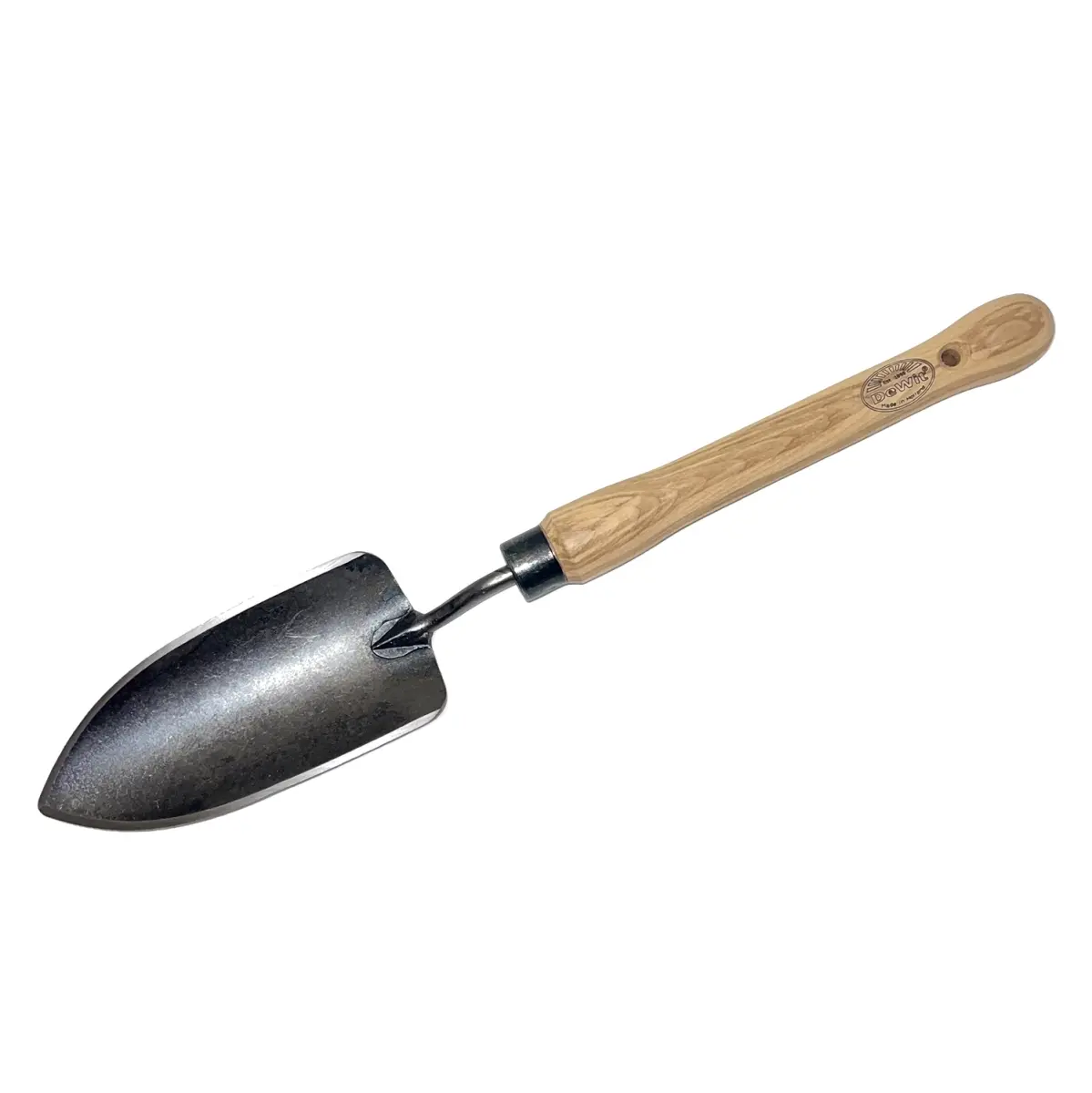 DeWit Hand Forged Midsize Ash Wood Handle Trowel - Boron Steel Sustainable Garden Spade Shovel with Longer Handle, 0.7 lb, Limited Lifetime Guarantee, Easier Digging Holes, Ideal for Seniors' Quick Gardening Chores
