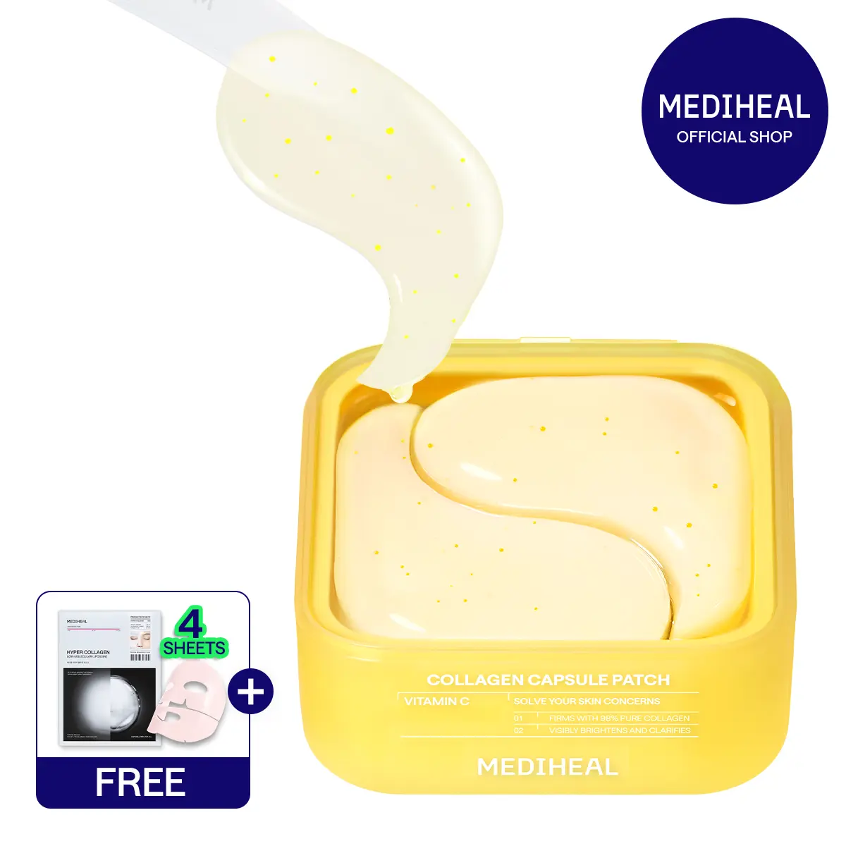 [Mediheal] Collagen Capsule Patch Vitamin C | Radiance Hydrogel Patches | Dark Circle & Wrinkle Care | Firming + Hydrating | Korean Skincare