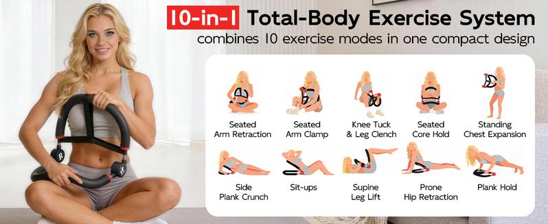 HOPHORSE Ab Machine, Core & Sit Up Exercise Equipment for Home Gym, Ab Workout Equipment for Stomach Workout, Resistance Bands, 4 Resistance Levels, Adjustable, Automatic Rebound, Ab Trainer Machine