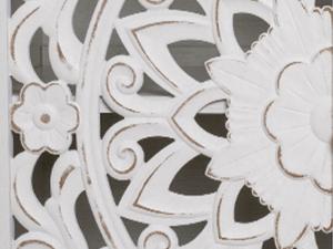 31.5" White Boho Accent Cabinet Mandala Carved Doors Gold Legs, Storage Sideboard Coffee Bar Cabinet for Living Dining Room Entryway