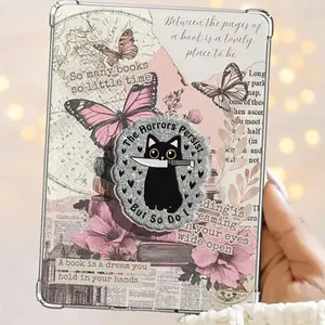 Cute Cat With a Knife The Horror Persist But So Do I Spooky Magnetic Pop Socket Phone Grip Kindle Grip Books Bookish Magnetic Kindle Grip Book Lover Kindle Accessories Phone Holder PopSocket Phone Grip
