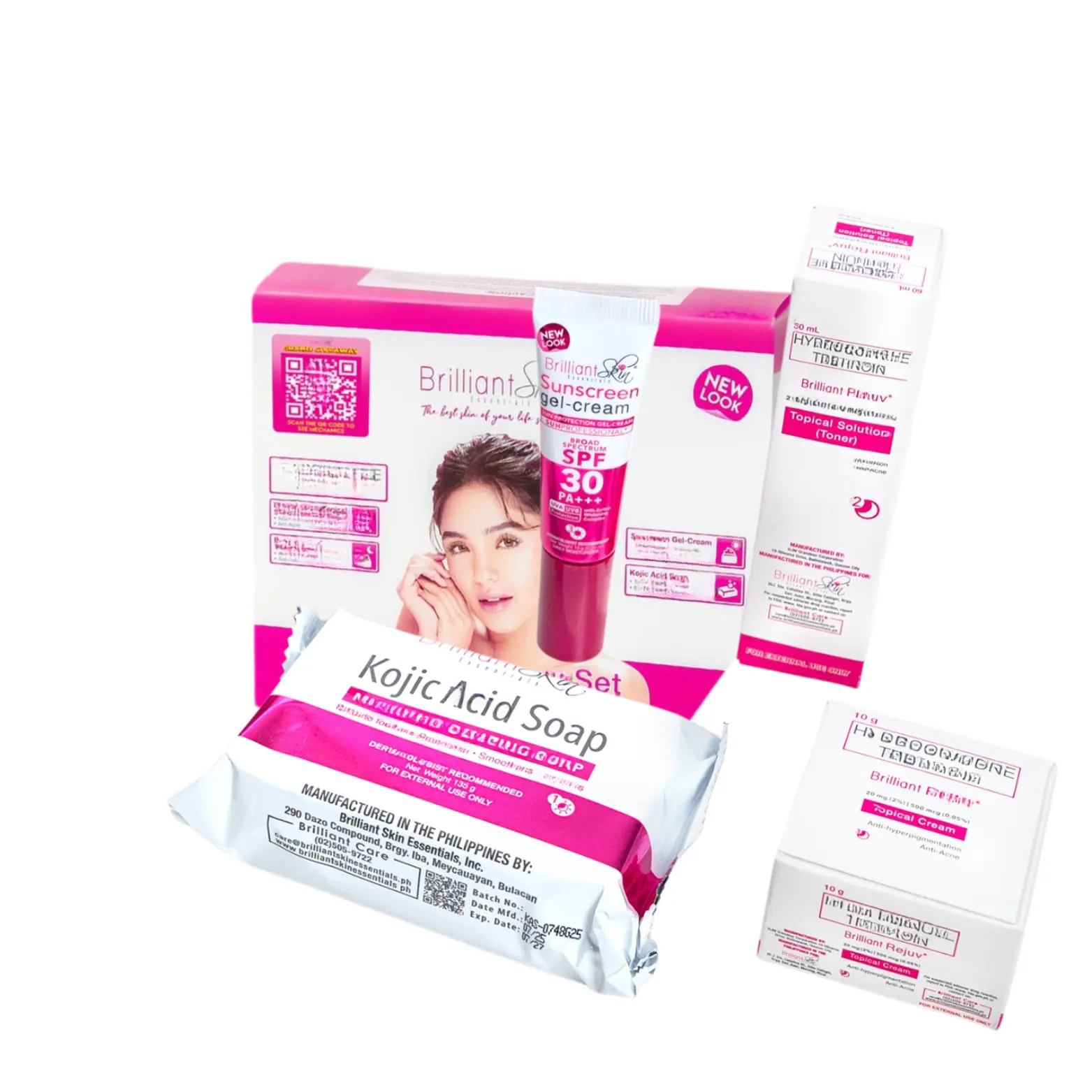 Brilliant Skin 4-Step Facial Care Set with soap , Toner, Cream & Sun shield