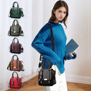 Versatile Top Handle Satchel for Women PU Leather Crossbody Bag with Zipper Closure and Detachable Strap for Shopping and Party