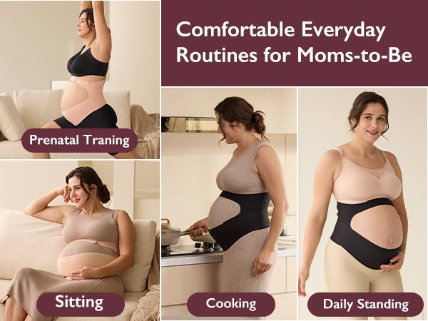 Momcozy Pregnancy Belly Band YB001 & YB002, CozySupport Ergonest Maternity Belly Band, Invisible Pregnancy Belt for Back, Abdomen, Waist,A