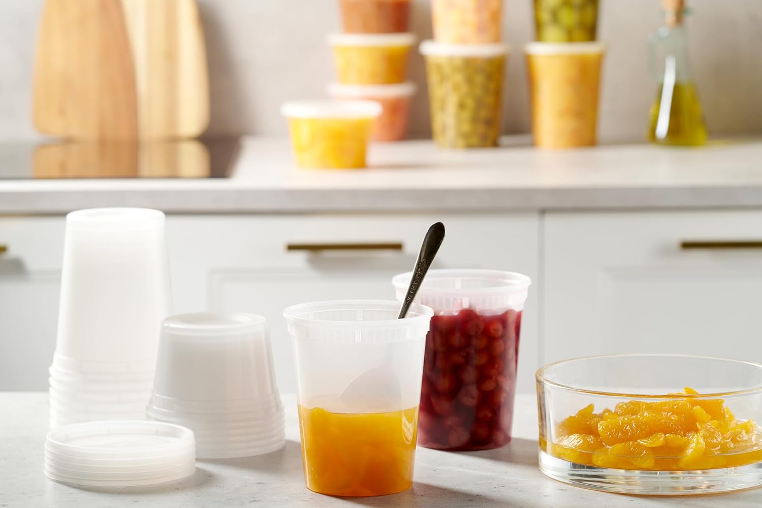 BASIC SUPPLY 48 Pack Plastic Deli Containers with Lids (16, 32 oz 24 Each) - Food Storage Containers with Lids - Clear Disposable Meal Prep Containers, BPA Free, Stackable, Leakproof, Microwave and Freezer Safe Kitchen Utensils