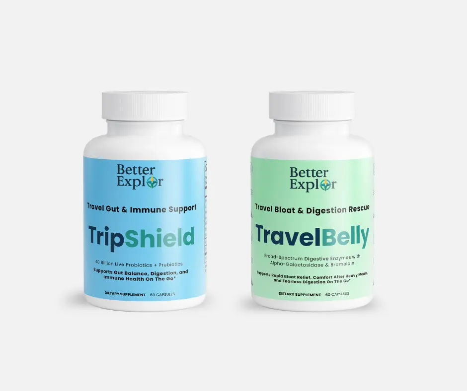 Travel Gut Hero's Pack: Probiotics (with Prebiotics) & Broad Spectrum Digestive Enzymes