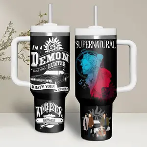 Special Design Supernatural TV Series Custom Quencher 40oz Stainless Steel Tumbler With Handle HG