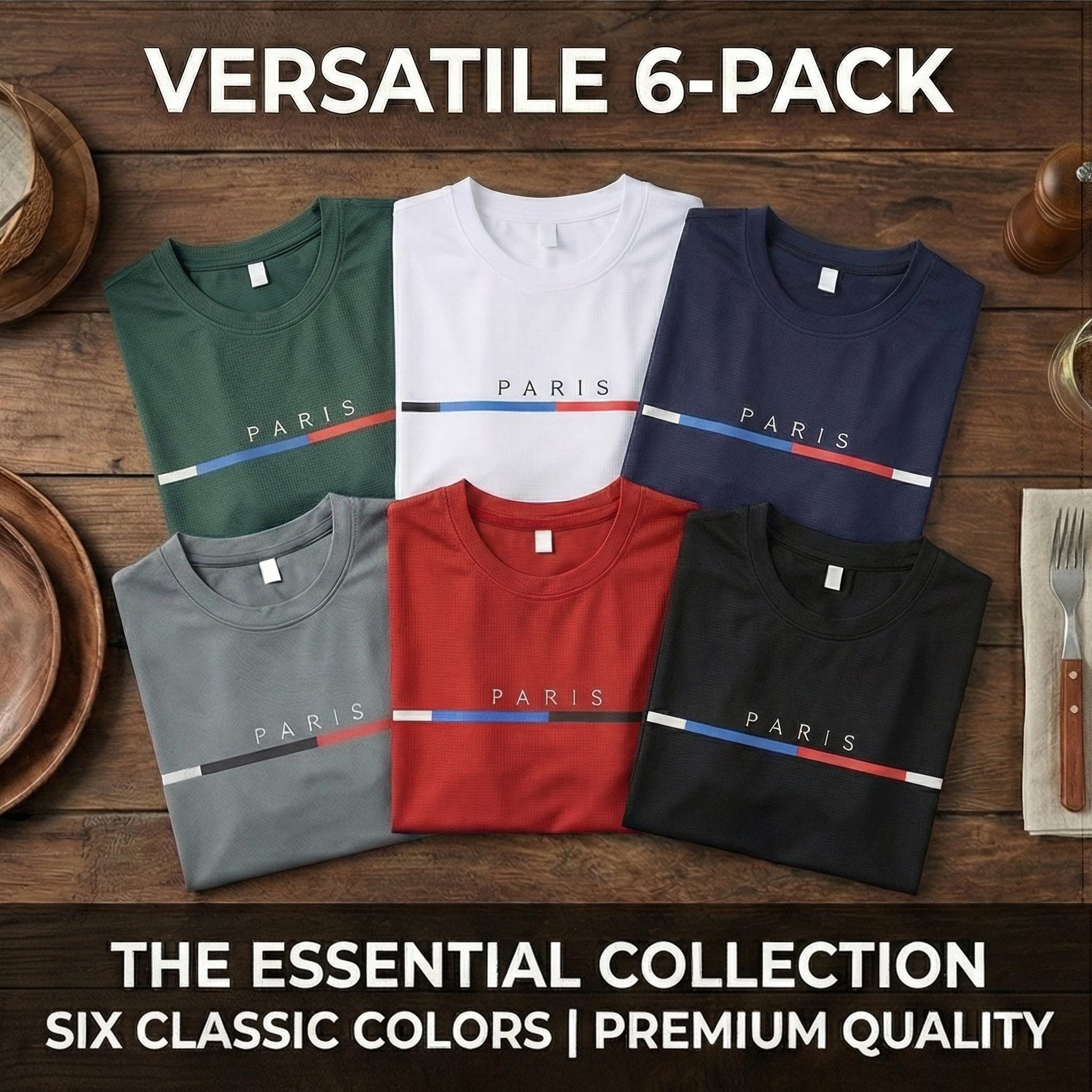 OKP Men's 6-Pack Graphic Tees Short Sleeves Moisture Wicking Quick-Dry Athletic Cut Soft Tops for Summer Training & Running Value Set