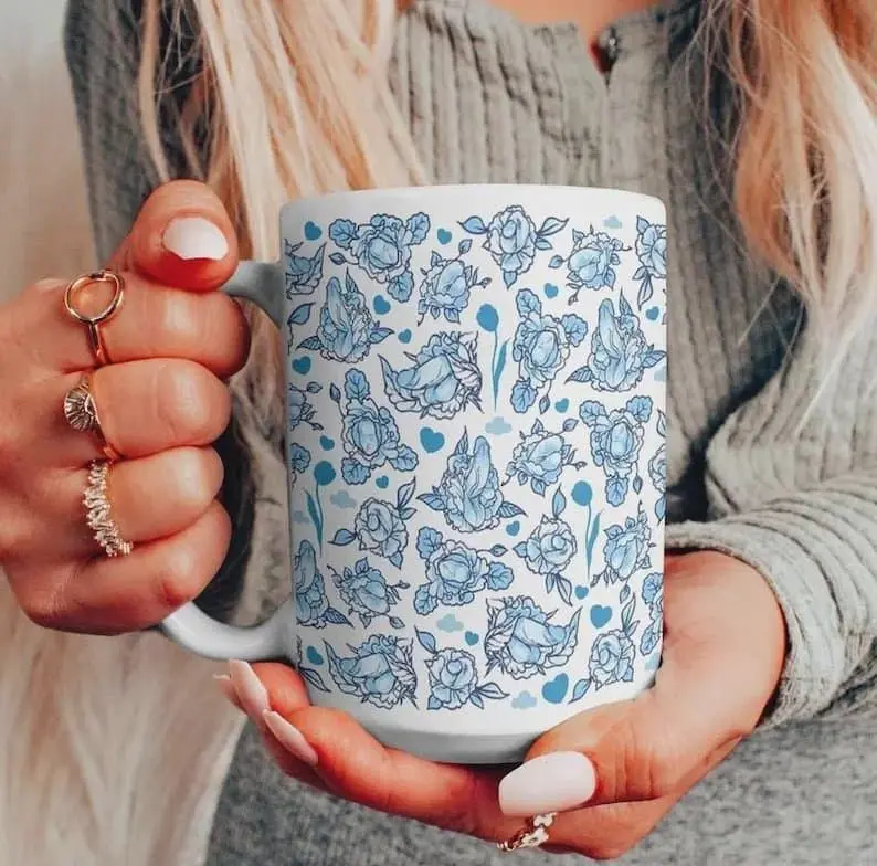 [Sale Up To 50%] Floral Penis Mug Hidden Penis Cup, Funny Adult Humor Sexy Coffee Mug, Naughty but Classy Gag Gift for Her Bestie Wife Coworker 11oz & 15oz ceramic mug