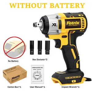 Fotrix Brushless Impact Wrench Bare Tool 21V Lithium-Ion Battery Compatible High-Torque 520N·m Motor 2800RPM Impact Mechanism Ergonomic Handle LED Light ryobi tools bit storage french cleat impact wrench power tools