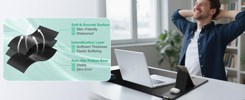 XXL Gaming Mouse Pad with 15W Wireless Charging, 31.5x15.75 Inch XXL Size, Micro-Weave Cloth, Non-Slip & Waterproof, Adjustable Angle, International Warranty Desk Accessories 【Christmas】