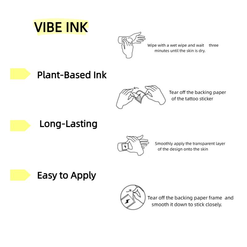VIBE INK/lasts for 2 weeks semi-permanent tattoo temporary tattoo tattoo sticker fake tattoo ,Lasts 1-2 Weeks, Waterproof, Realistic Look, No Adhesive, No Reflection,For Man And Woman,Ideal for Swimming, Party