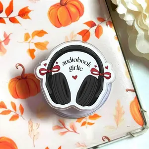 Audiobook Girlie Phone Grip Cute Headphones Pop Grip for Book Lovers, Listening to Books Is Reading, Aesthetic Reader Gift, MagSafe Compatible Holder