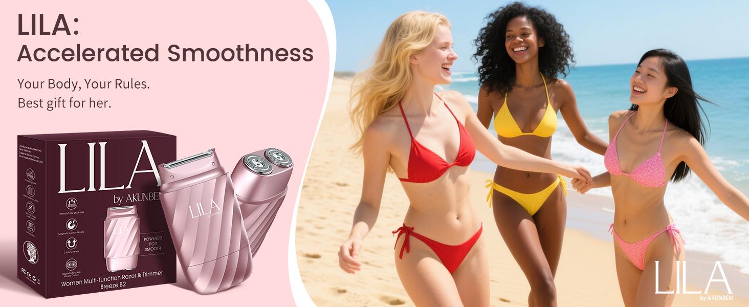 LILA Dual-Head Mini Electric Beard Shaver – Waterproof Rechargeable 2-in-1 Razor, Portable Full Body and Facial Epilator for Painless Trimming of Pubic Hair, Face, Underarms and Legs – 2025 New Shaver,Christmas gifts,New Year's gifts