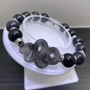 [WG78V] Natural Lolite with different color Jade snake Charm Bracelet