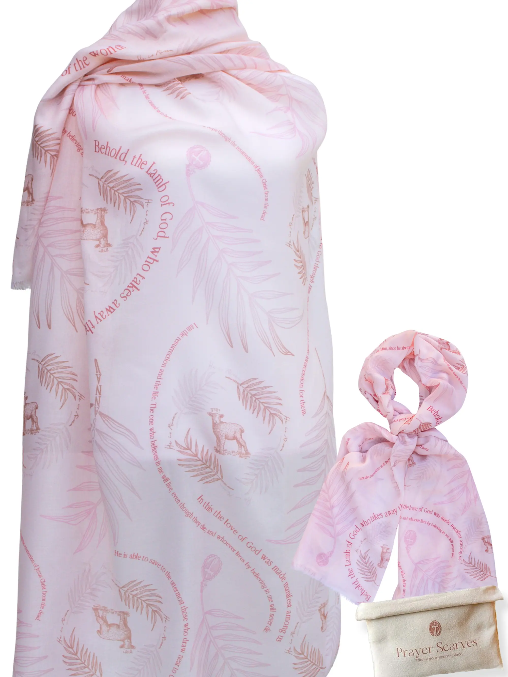 Prayer Scarves Christian Neck Scarf with Hosanna Bible Verse, Risen King Themed Easter Shawl