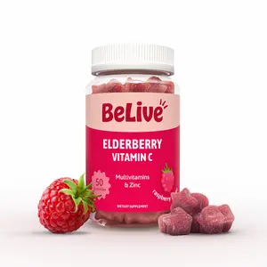 BeLive Elderberry Gummies with Zinc and Vitamin C, D, A, E, B12-50 Ct I Immune Support Supplement for Healthy Bones & Teeth, Vegan, Keto & Non-GMO - Raspberry Flavor