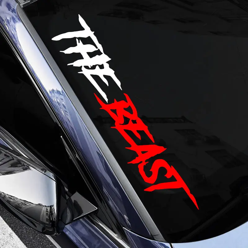 1PC 60x11cm THE BEAST Car Sticker, Waterproof Vehicle Modification Decoration, Suitable for Car Front Windshield, Rear Window, side Body Self-adhesive Vinyl Decal, Ideal Gift for Vehicle Modification Lovers, Side Decals