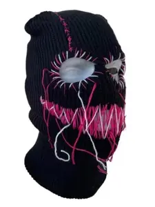 BLACK PINK Stitched Yarn Ski Mask