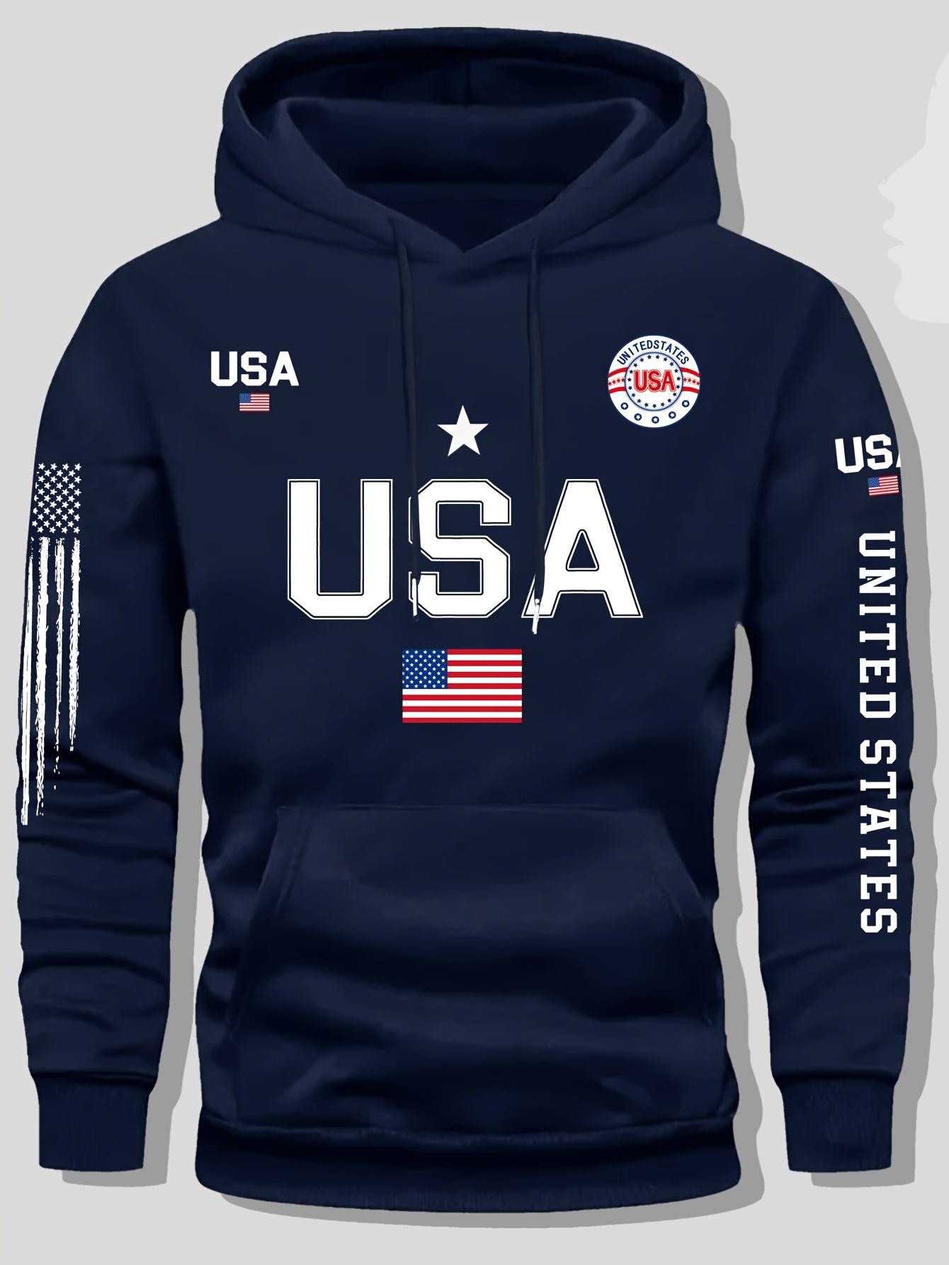USA flag print hoodie men's fleece sweatshirt, United States letter print unisex casual knit fabric pullover for students and couples fashion hoodie for autumn and winter, 2026spring pullover hooded sports hoodie USA flag print hoodie men's fleece sweatshirt, United States letter print unisex casual knit fabric pullover for students and couples fashion hoodie for autumn and winter, 2026spring pullover hooded sports hoodie