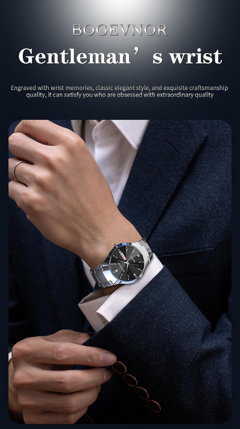 Men's casual and business round dial quartz watch, party fashion watch, daily clothing decoration, versatile trendy birthday gift watch