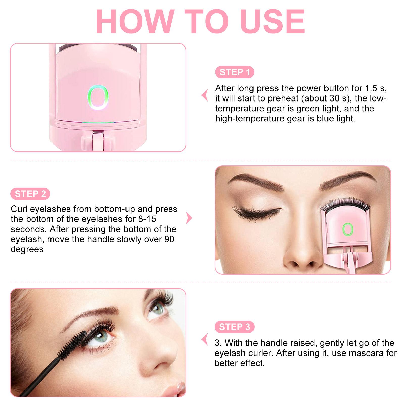 Aliver Heated Electric Eyelash Curler, Rechargeable Eyelash Curler, 2 Heating Modes Quick Natural Curling Eye Lashes for Long Lasting, Handheld Eyelash Heated Curler