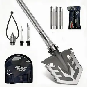 Ultimate Camping Shovel Multitool 9-in-1 Portable Durable with Spear Whistle Glass Breaker & Extension Rod for Outdoor Adventures