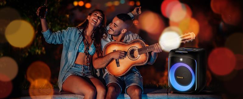 TONOR K6 Karaoke Machine for Adults, Portable Bluetooth Singing PA Speaker System with 2 Wireless Microphones and RGB LED Lights, Supports BT/AUX/USB/TF Card for Party, Home Karaoke, Outdoor/Indoor