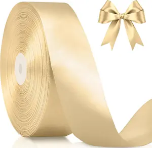 Gold Satin Ribbon 1-1/2 Inch x 100 Yards, Classic Solid Color Polyester Ribbon Roll for Gift Wrapping, Flower Bouquet, Wedding Decoration, Handmade Bows, Party & Holiday Crafts (Gold)