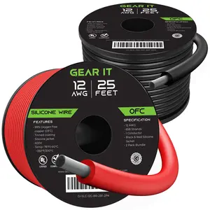12AWG 600V Tinned OFC Stranded Silicone Wire, 2-Pack (Black & Red)