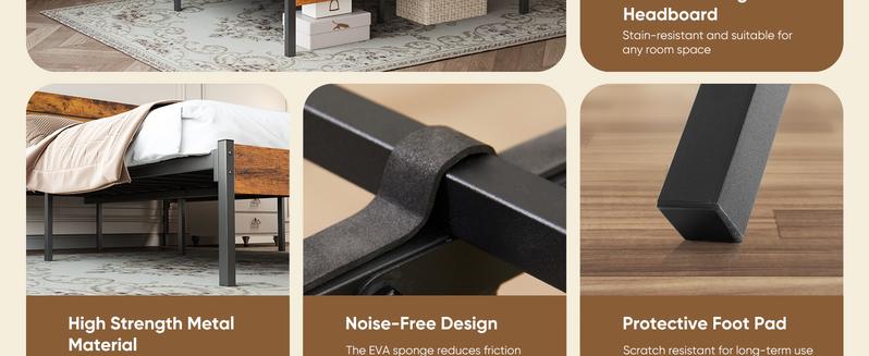 【Deal】Metal Platform Bed Mattress Foundation with Headboard and and Footboard, No Box Spring Needed with 800LBS Sturdy Wooden Slats Support