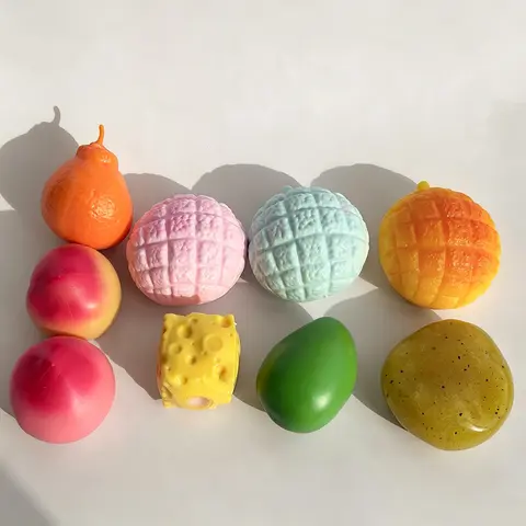 Mochichi Handmade Kawaii Stress Relief Squishy Toy, 1 Pc Crunchy Squishy Fidget Toy, Soft Stress Balls with Fruit/Food Shapes, Decompression Squeeze for Sensory Relief