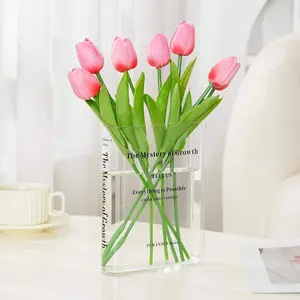 Clear Bookend Vase  - Aesthetic Room Decor for Modern /Office, Minimalist Shelf Organizer with Floral Display, for Book Lovers & Interior Design Enthusiasts