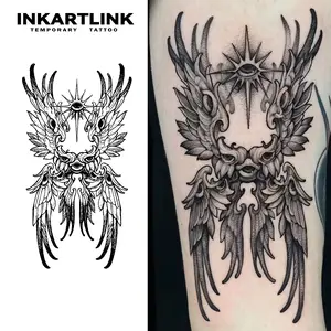 INKARTLINK Tattoo Tech, 2 Sheets Extra Large Semi Permanent Tattoo, Adult Art Design Temporary Tattoos, Lasts 1-2 Weeks, Waterproof, Realistic Look, No Adhesive, No Reflection (Wings)