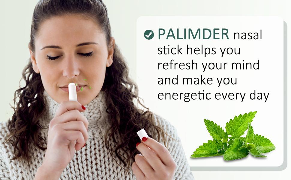 Palimder Mint Nasal Stick  with Peppermint Oil - Drug-Free Portable Nasal Inhaler for Sinus Relief & Mental Clarity Soothing Aromatherapy Stick for Adults & Students 1 Count Anti-fatigue anti-itching and mosquito bite prevention