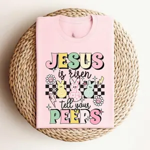 Jesus Is Risen Tell Your Peeps Shirt, Easter Christian Kids Shirt, Jesus Easter tee, He is Risen tee, Religious Easter Shirt, Gildan Shirt Unisex Crewneck
