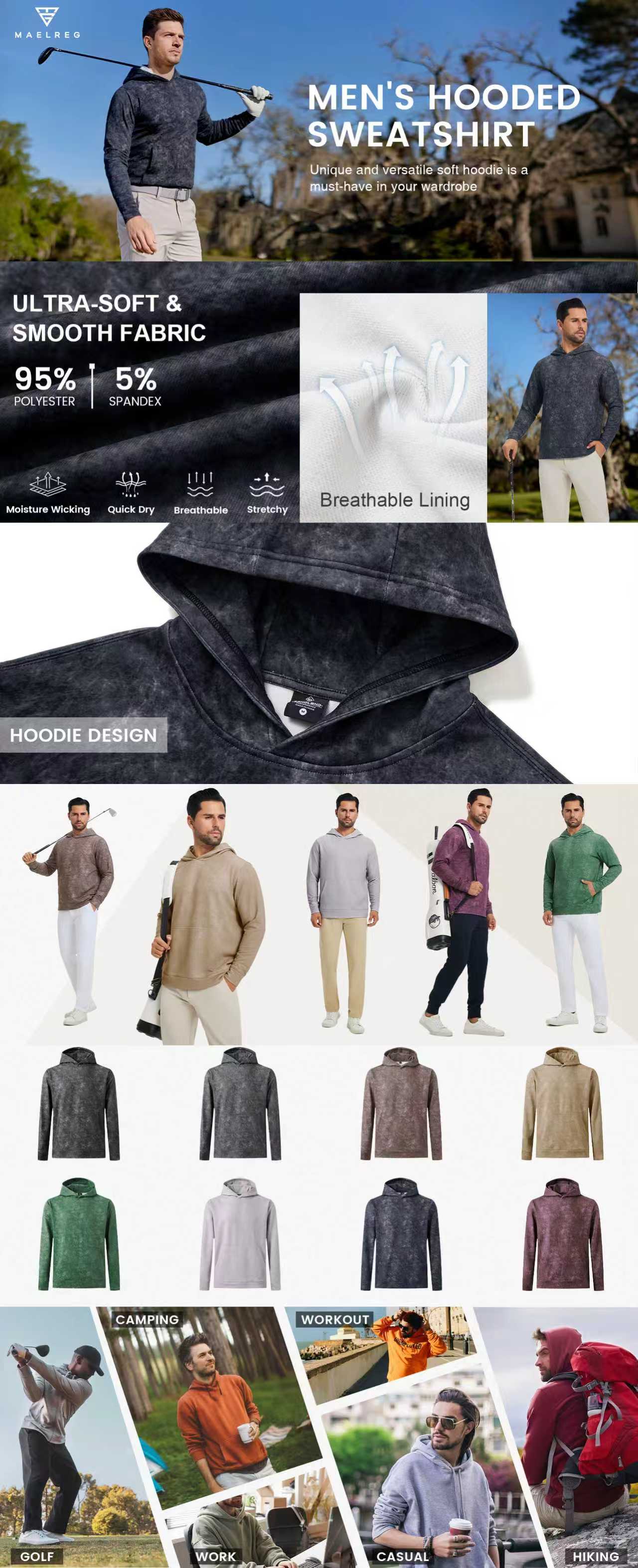 MAELREG Men's Golf Graffiti Hoodie, Lightweight Warm Pullover Soft Printed Outdoor Sweatshirt Performance Menswear Fashion Faded Tops SpringStatements