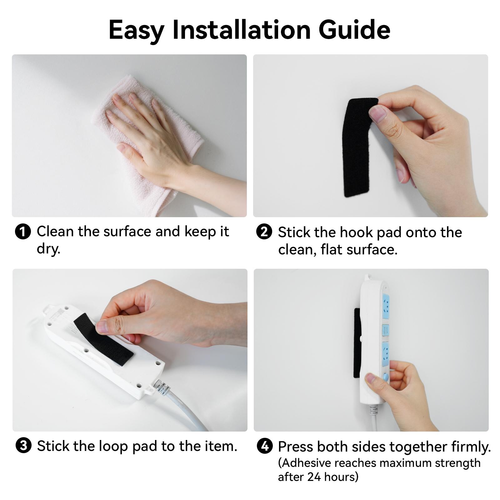 TAKOO 96 PCS Heavy Duty Hook and Loop Strips, Double Sided Reusable Adhesive Mounting Tape for Wall Hanging, Picture Frames, Cable Organizer, DIY Home Use