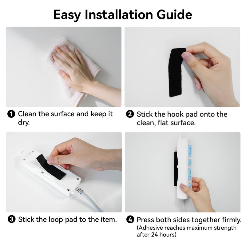 TAKOO 96 PCS Heavy Duty Hook and Loop Strips, Double Sided Reusable Adhesive Mounting Tape for Wall Hanging, Picture Frames, Cable Organizer, DIY Home Use