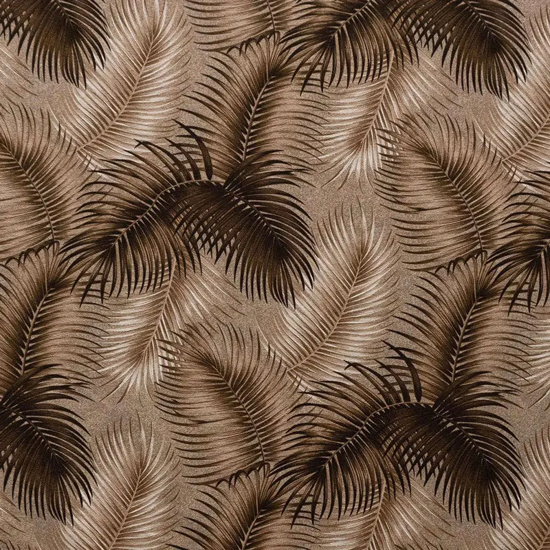 Cotton Material Upholstery Fabric - 56-58 in Wide, All-Over Print Brown Palm Leaves Design, Exclusive Online Price, 56-58 Inches Wide